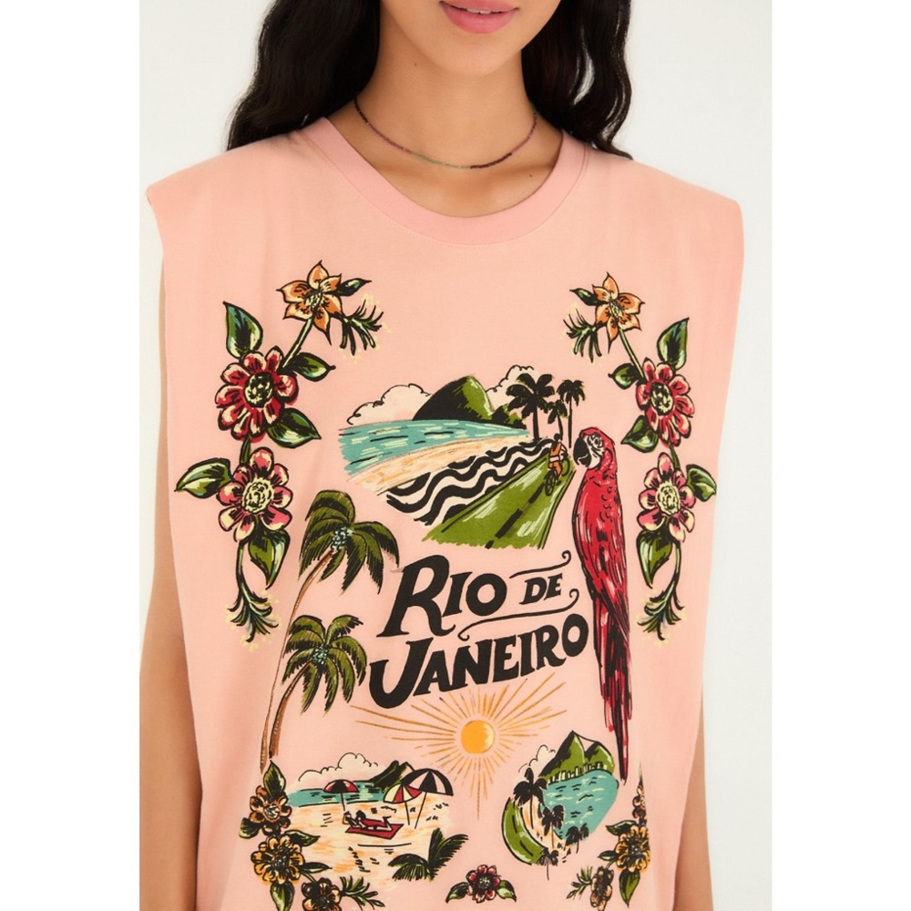 FARM Rio Brazil Rio Muscle T-Shirt Pink Size (P = Small) - Picture 2 of 13